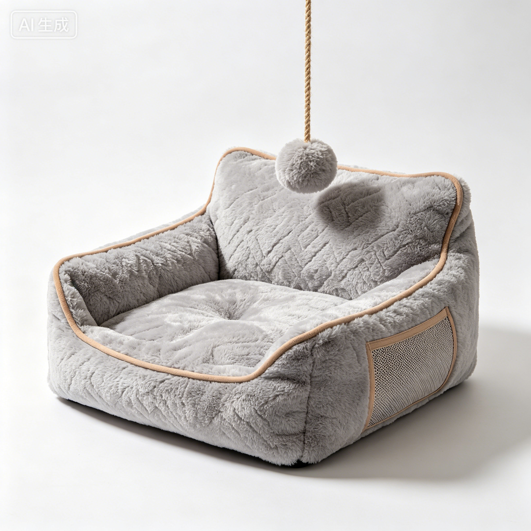 Soft Plush Round Cat Bed | Non-Slip Washable Indoor Pet Furniture