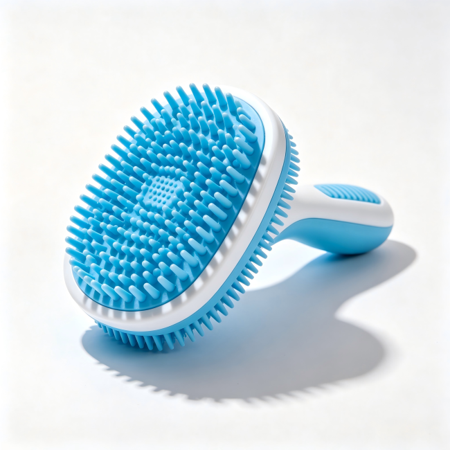 Double-sided silicone pet grooming brush for cat dog bathing massage