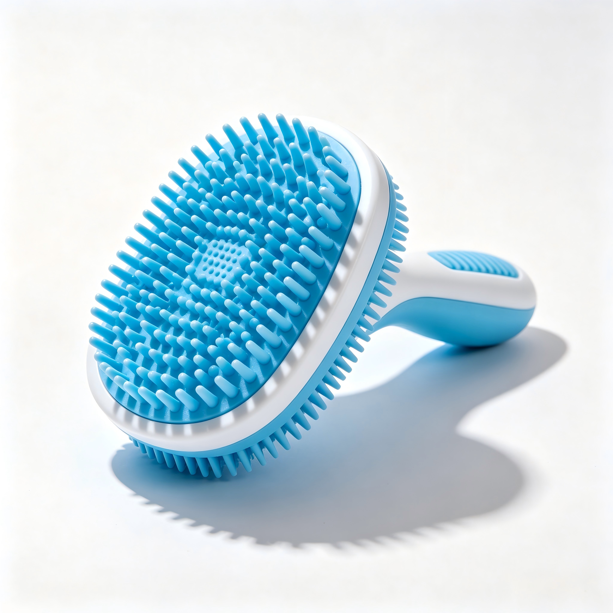 Double-sided silicone pet grooming brush for cat dog bathing massage