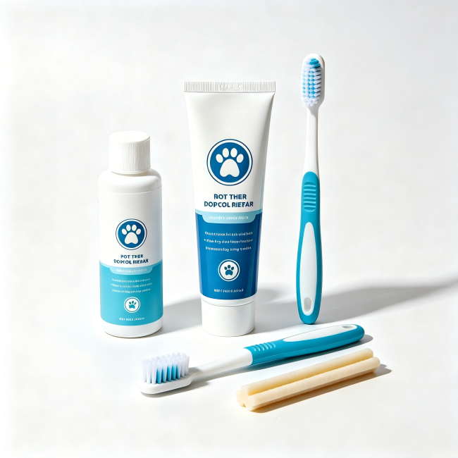 3 in 1 Pet Dental Care Kit, Dog Cat Toothbrush Edible Enzymatic Toothpaste